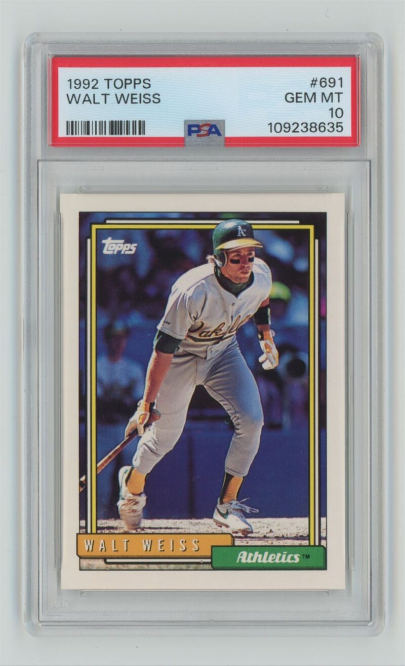 1992 TOPPS WALT WEISS PSA 10 OAKLAND ATHLETICS #691