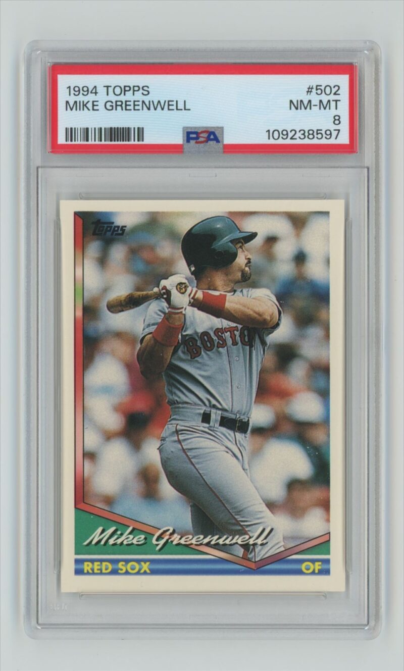 1994 TOPPS MIKE GREENWELL PSA 8 BOSTON RED SOX #502 POP 3 ONLY 6 HIGHER