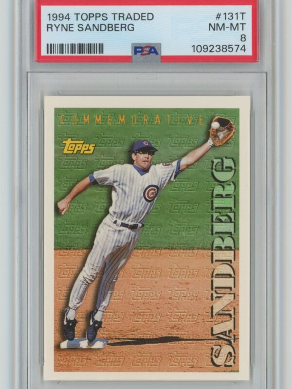 1994 TOPPS TRADED RYNE SANDBERG PSA 8 CHICAGO CUBS #131T POP 3, TOTAL POP ONLY