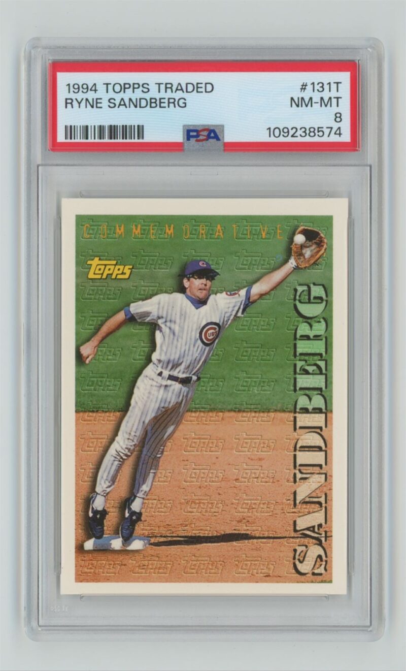 1994 TOPPS TRADED RYNE SANDBERG PSA 8 CHICAGO CUBS #131T POP 3, TOTAL POP ONLY
