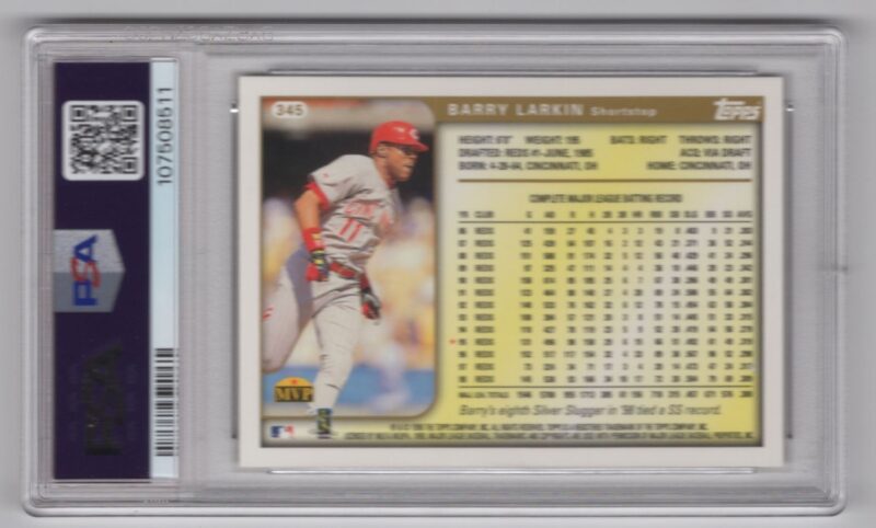 1999 TOPPS TOPPS GOLD BARRY LARKIN PSA 8 CINCINNATI REDS #345 POP 5 - Image 3