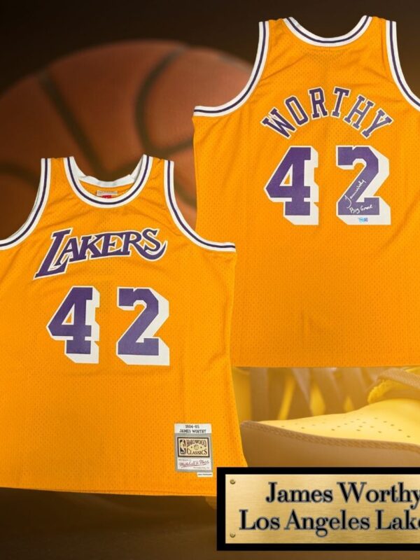 James Worthy Autographed Los Angeles Lakers Mitchell & Ness Jersey