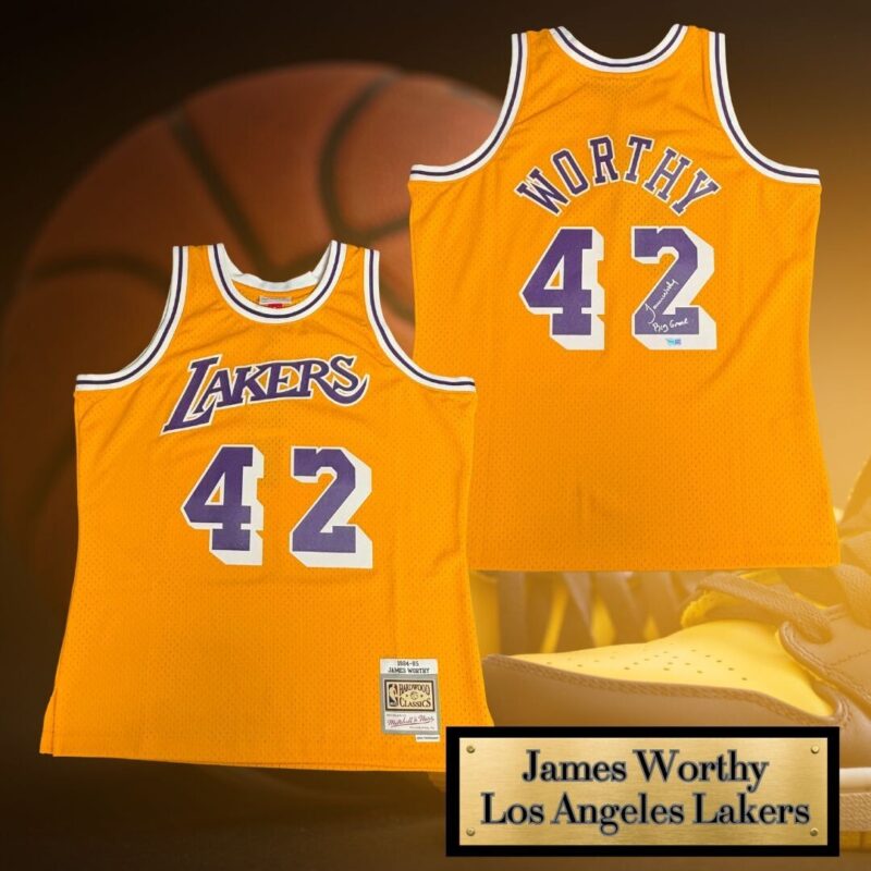 James Worthy Autographed Los Angeles Lakers Mitchell & Ness Jersey