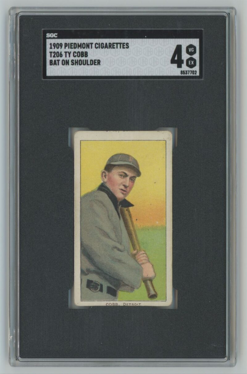 1909 PIEDMONT WHITE BORDER TY COBB 8537702 SGC 4 DETROIT BAT ON SHOULDER