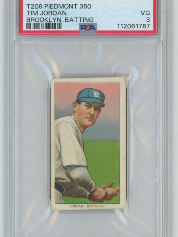 1911 PIEDMONT WHITE BORDER TIM JORDAN PSA 3 BROOKLYN BROOKLYN, BATTING