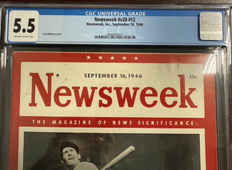 1946 Original Ted Williams Cover Newsweek Magazine CGC 5.5 - Image 3