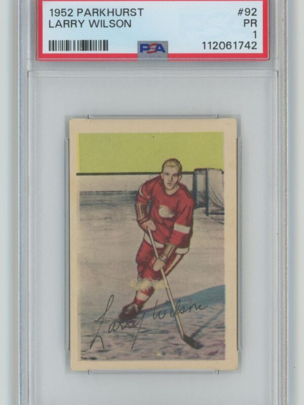 1952-53 VINTAGE HOCKEY LARRY WILSON ROOKIE PSA 1 DETROIT RED WINGS #92