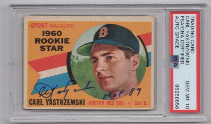 1960 3-15 CARL YASTRZEMSKI ROOKIE AUTO PSA 10 BOSTON RED SOX #148 GEM MT 10;