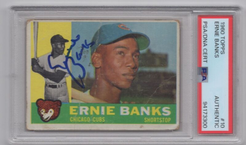 1960 TOPPS ERNIE BANKS AUTO PSA CHICAGO CUBS #10 HAND SIGNED AUTOGRAPH