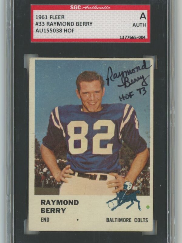 1961 FLEER RAYMOND BERRY AUTO PSA BALTIMORE COLTS #33 AUTHENTIC SIGNATURE