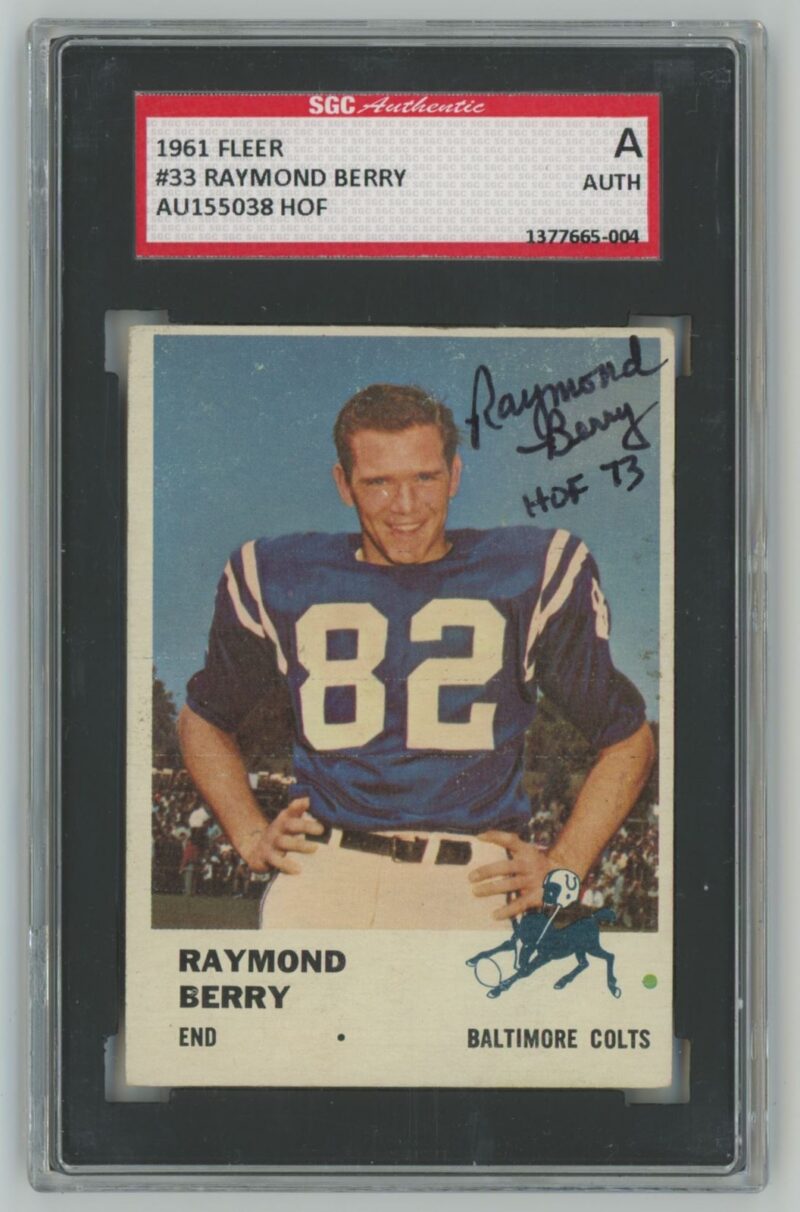 1961 FLEER RAYMOND BERRY AUTO PSA BALTIMORE COLTS #33 AUTHENTIC SIGNATURE