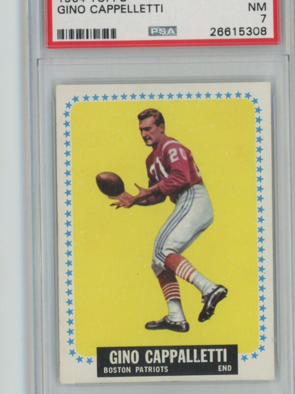 1964 TOPPS GINO CAPPELLETTI PSA 7 BOSTON PATRIOTS #5 .