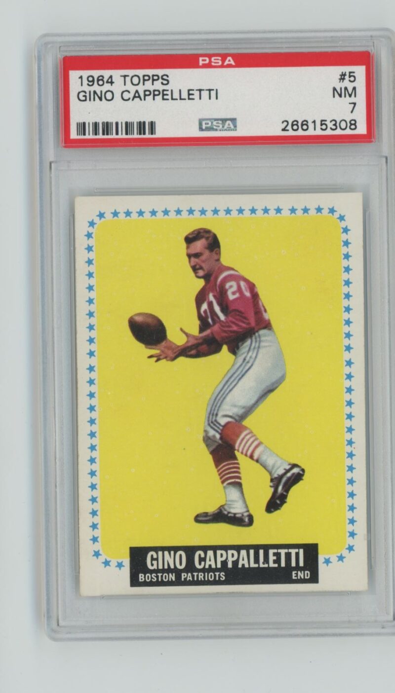 1964 TOPPS GINO CAPPELLETTI PSA 7 BOSTON PATRIOTS #5 .