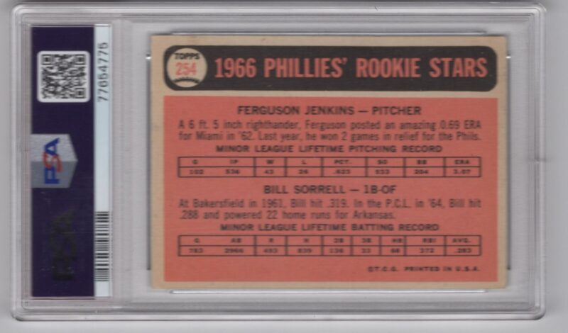 1966 3-15 PHILLIES ROOKIES - FERGUSON JENKINS/BILL SORRELL ROOKIE AUTO PSA 3 - Image 3