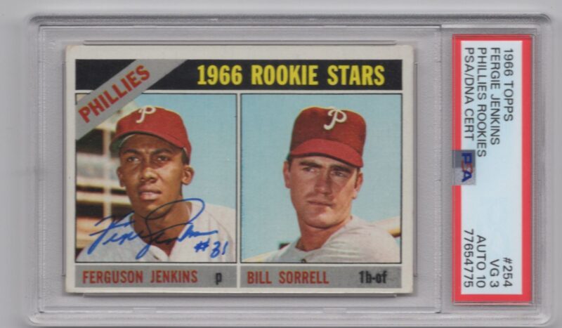 1966 3-15 PHILLIES ROOKIES - FERGUSON JENKINS/BILL SORRELL ROOKIE AUTO PSA 3
