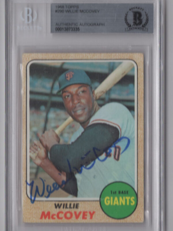 1968 TOPPS 3-15 WILLIE MCCOVEY AUTO BECKETT SAN FRANCISCO GIANTS #290 AUTH.