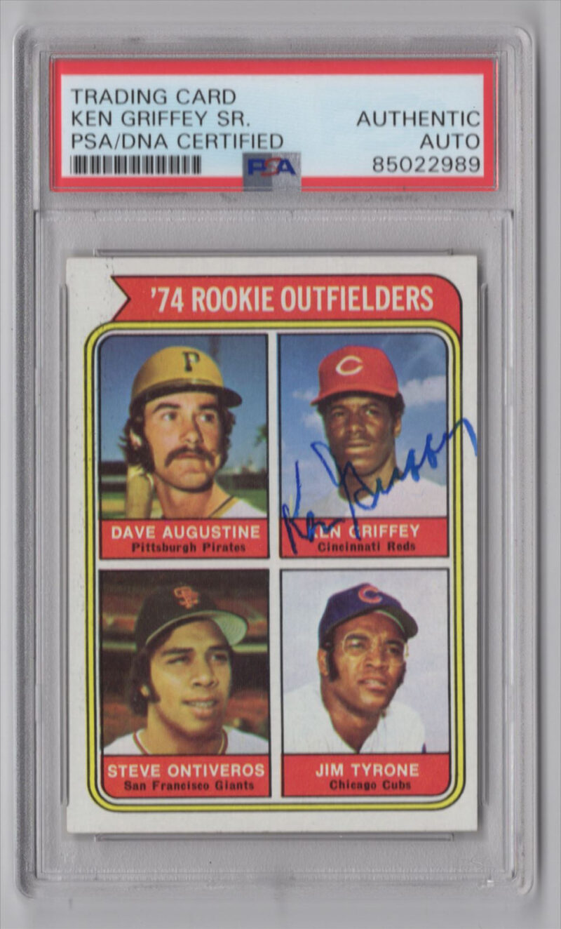 1974 3-15 ROOKIE OUTFIELDERS - DAVE AUGUSTINE/KEN GRIFFEY/STEVE ONTIVEROS/JIM
