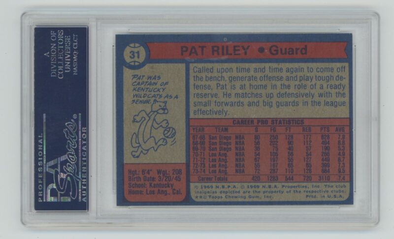 1974-75 TOPPS PAT RILEY PSA 9 LOS ANGELES LAKERS #31 - Image 3