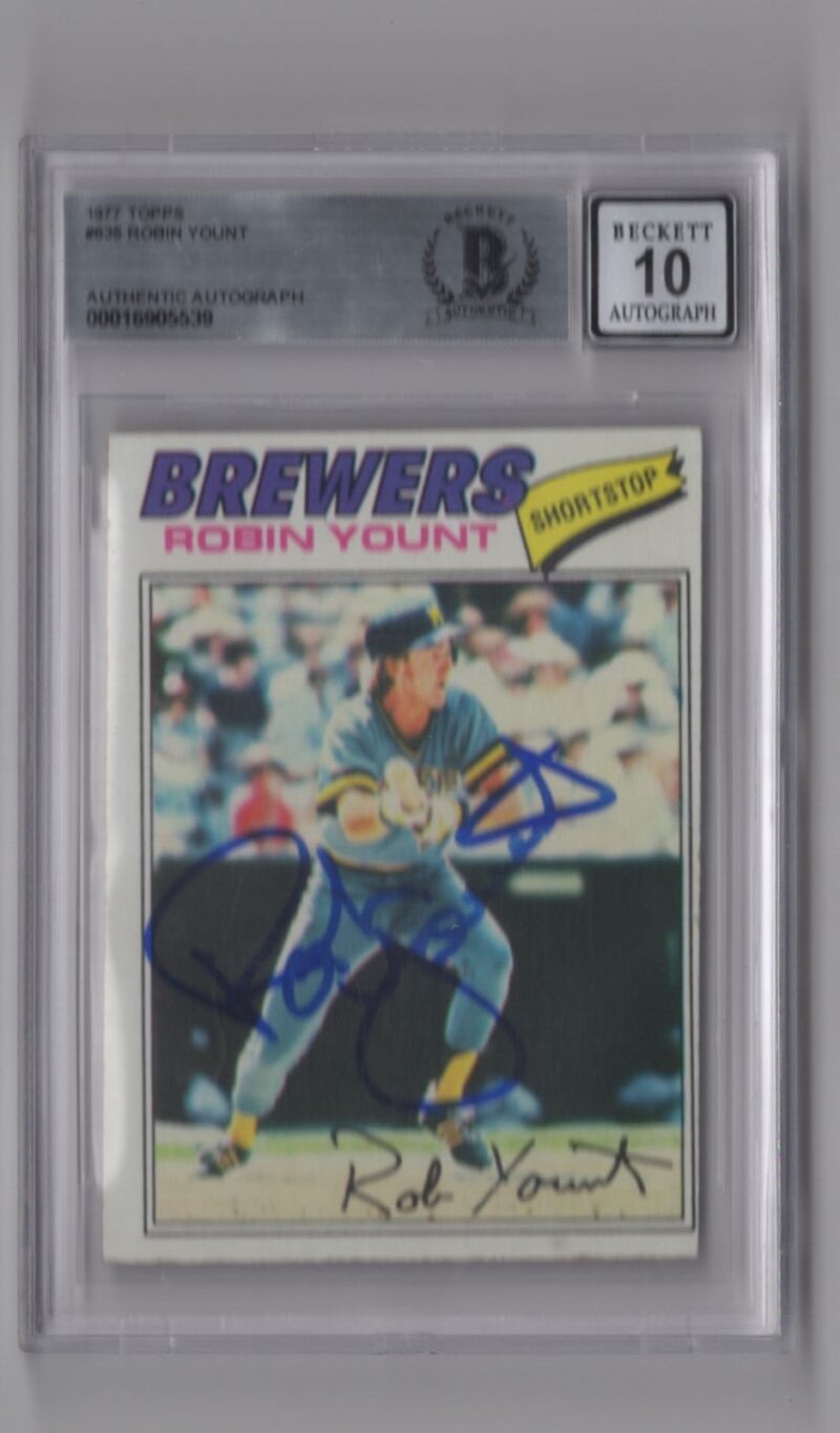 1977 TOPPS ROBIN YOUNT AUTO BECKETT MILWAUKEE BREWERS #635 HAND SIGNED AUTOGRAPH