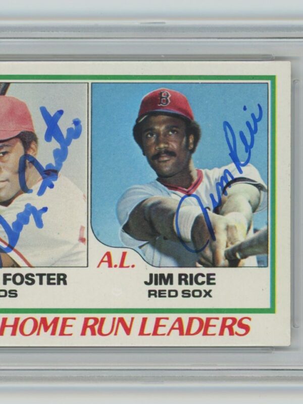 1978 TOPPS 1977 HOME RUN LEADERS - GEORGE FOSTER/JIM RICE AUTO PSA 6 CINCINNATI