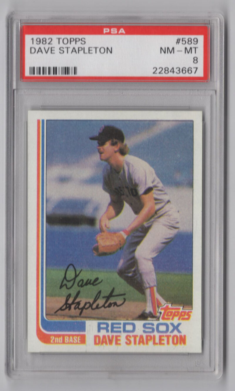 1982 TOPPS 3-15 DAVE STAPLETON PSA 8 BOSTON RED SOX #589 POP 6