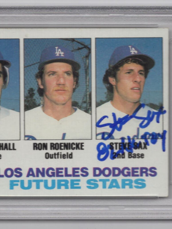 1982 TOPPS 3-15 STEVE SAX ROOKIE AUTO PSA LOS ANGELES DODGERS #681