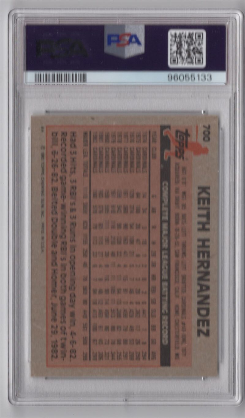 1983 TOPPS KEITH HERNANDEZ PSA 10 ST. LOUIS CARDINALS #700 PERFECT PSA 10, TOTAL - Image 3