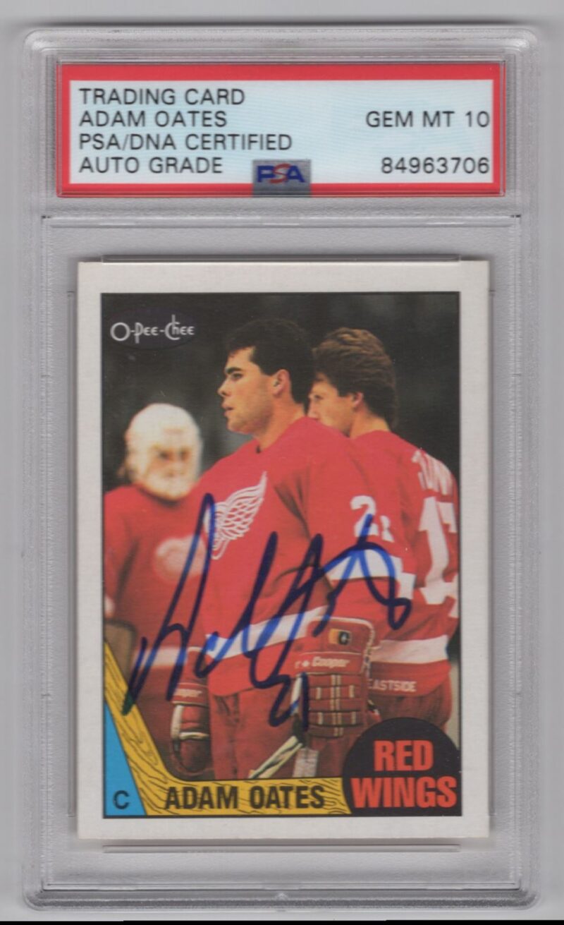 1984-85 O-PEE-CHEE 3-15 ADAM OATES AUTO PSA 10 DETROIT RED WINGS #123