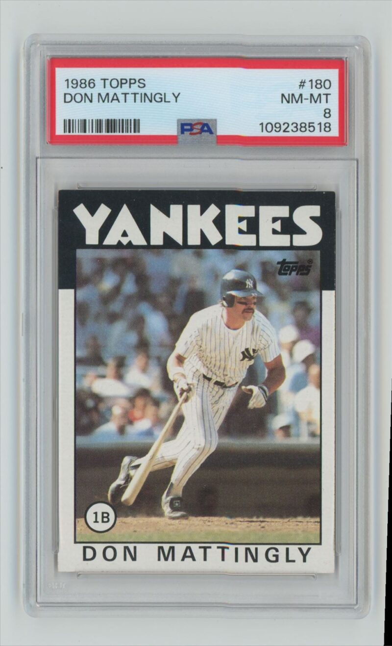 1986 TOPPS DON MATTINGLY PSA 8 NEW YORK YANKEES #180