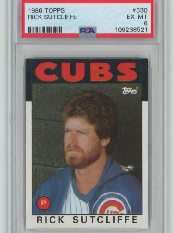 1986 TOPPS RICK SUTCLIFFE PSA 6 CHICAGO CUBS #330