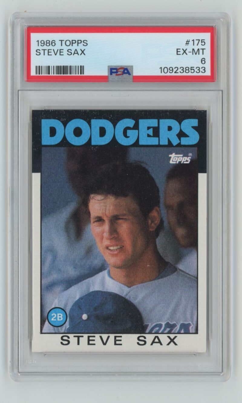 1986 TOPPS STEVE SAX PSA 6 LOS ANGELES DODGERS #175