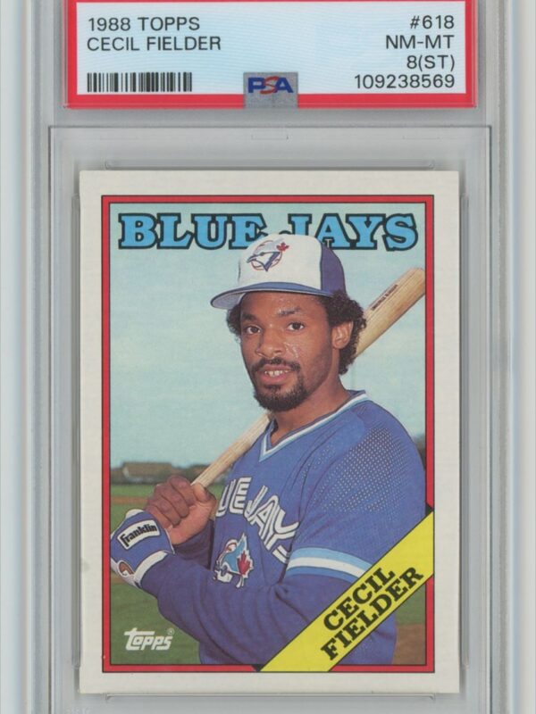1988 TOPPS CECIL FIELDER PSA 8 TORONTO BLUE JAYS #618 POP 13, TOTAL POP 67