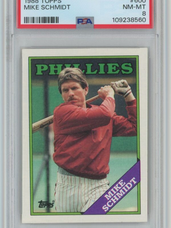 1988 TOPPS MIKE SCHMIDT PSA 8 PHILADELPHIA PHILLIES #600