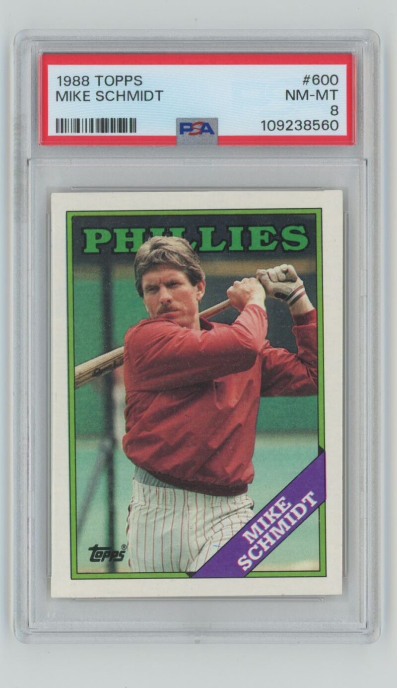 1988 TOPPS MIKE SCHMIDT PSA 8 PHILADELPHIA PHILLIES #600