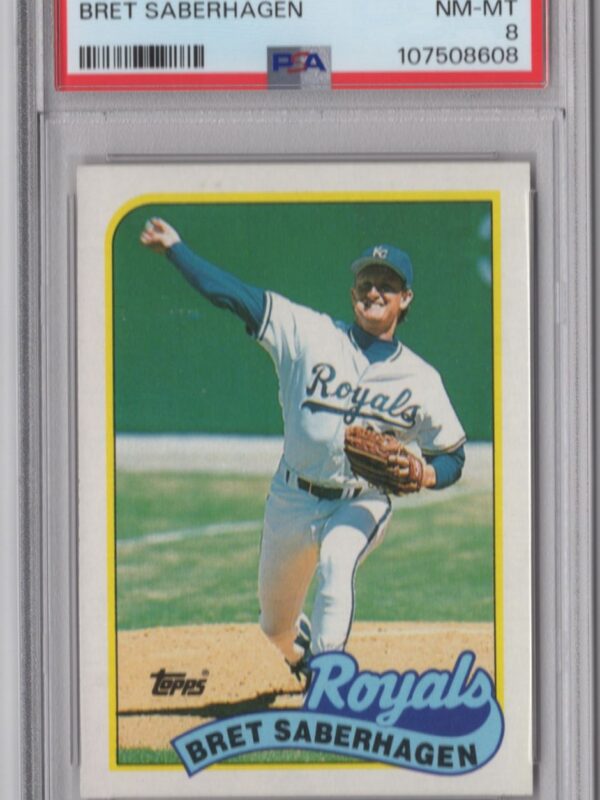 1989 TOPPS BRET SABERHAGEN PSA 8 KANSAS CITY ROYALS #750 POP 5 ONLY 7 HIGHER