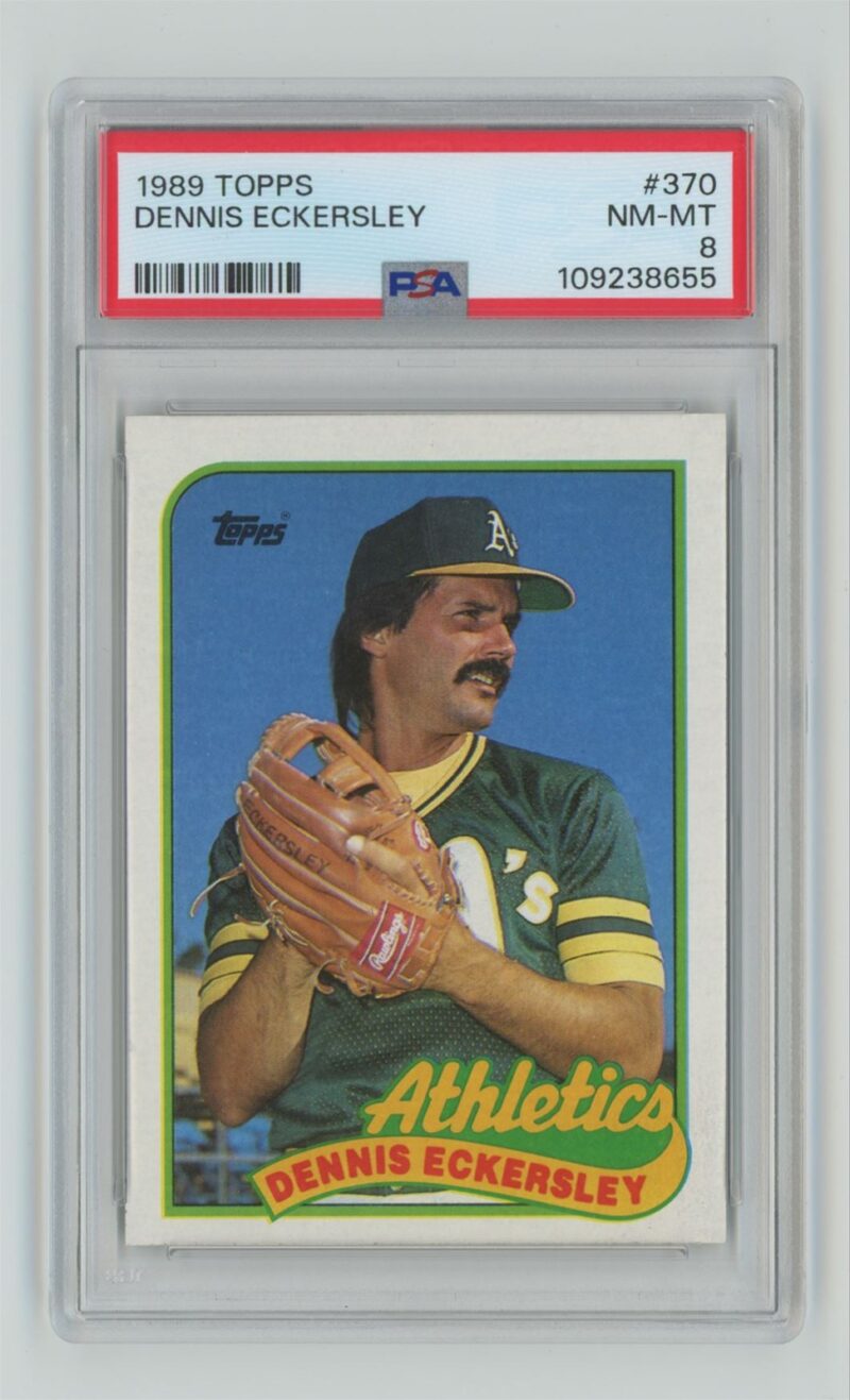 1989 TOPPS DENNIS ECKERSLEY PSA 8 OAKLAND ATHLETICS #370 POP 14, TOTAL POP 90