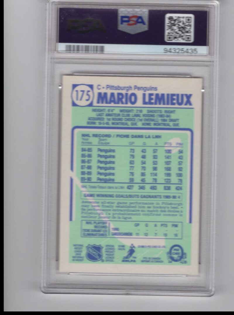 1990 91 O PEE CHEE 3 15 MARIO LEMIEUX PSA 9 PITTSBURGH PENGUINS 175 286685185872 2