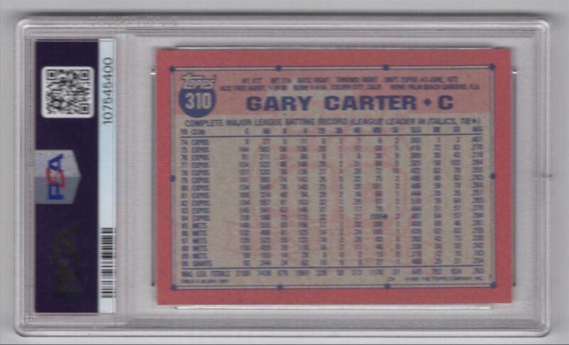 1991 TOPPS GARY CARTER PSA 5.5 SAN FRANCISCO GIANTS #310 POP 90 - Image 3