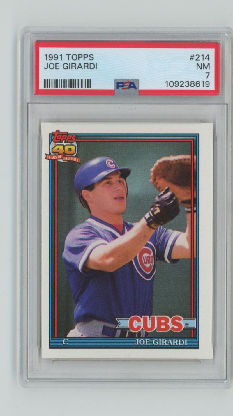 1991 TOPPS JOE GIRARDI PSA 7 CHICAGO CUBS #214 POP 2 ONLY 6 HIGHER