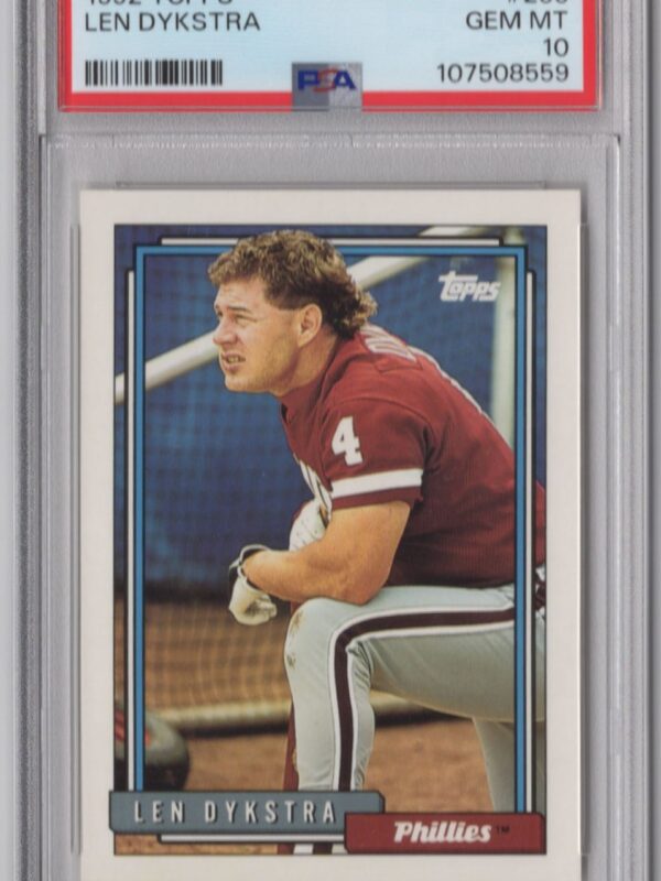 1992 TOPPS LENNY DYKSTRA PSA 10 PHILADELPHIA PHILLIES #200 PERFECT PSA 10 POP