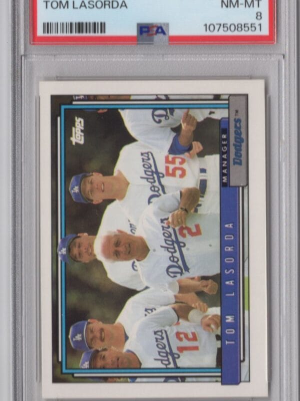 1992 TOPPS TOM LASORDA PSA 8 LOS ANGELES DODGERS #261 TOTAL POP LESS THAN 50