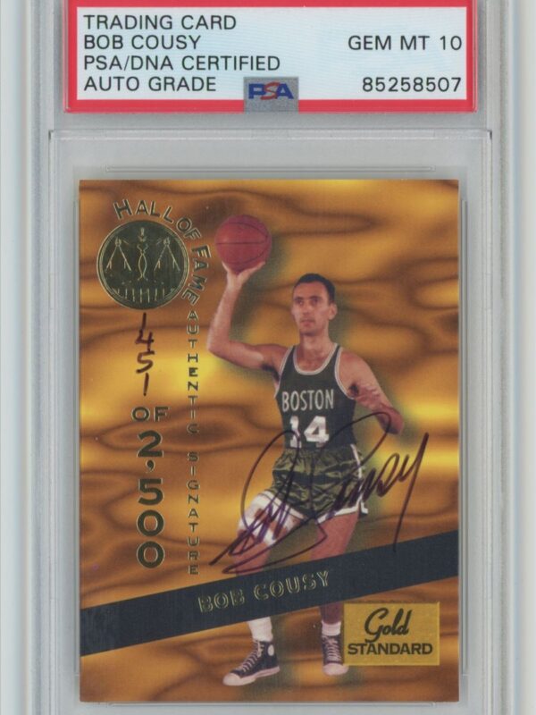 1994-95 PANINI GOLD STANDARD BOB COUSY AUTO PSA 10 BOSTON CELTICS #HOF4