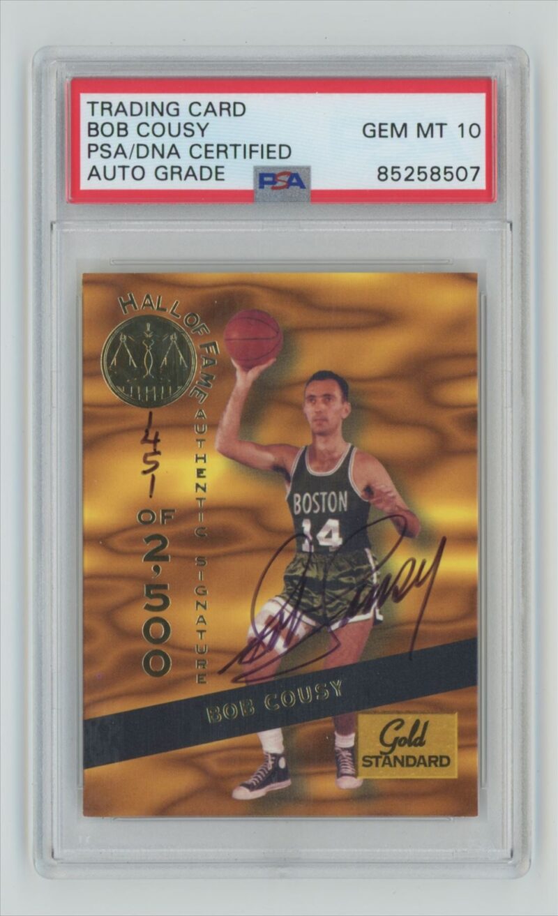 1994-95 PANINI GOLD STANDARD BOB COUSY AUTO PSA 10 BOSTON CELTICS #HOF4