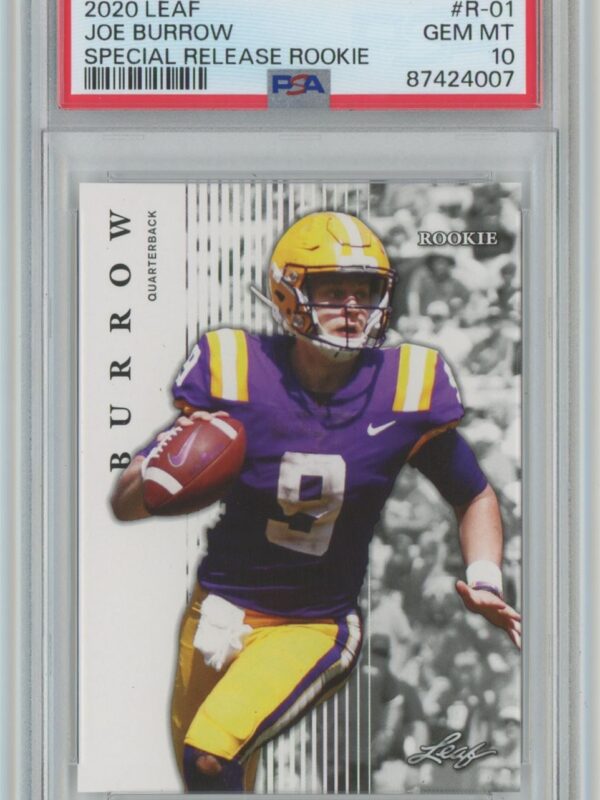 2020 LEAF JOE BURROW PSA 10 MINNESOTA VIKINGS #R-01 .
