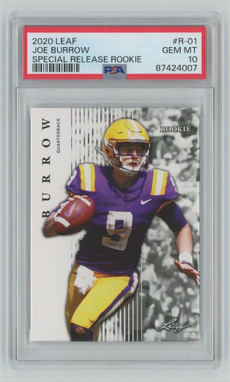 2020 LEAF JOE BURROW PSA 10 MINNESOTA VIKINGS #R-01 .