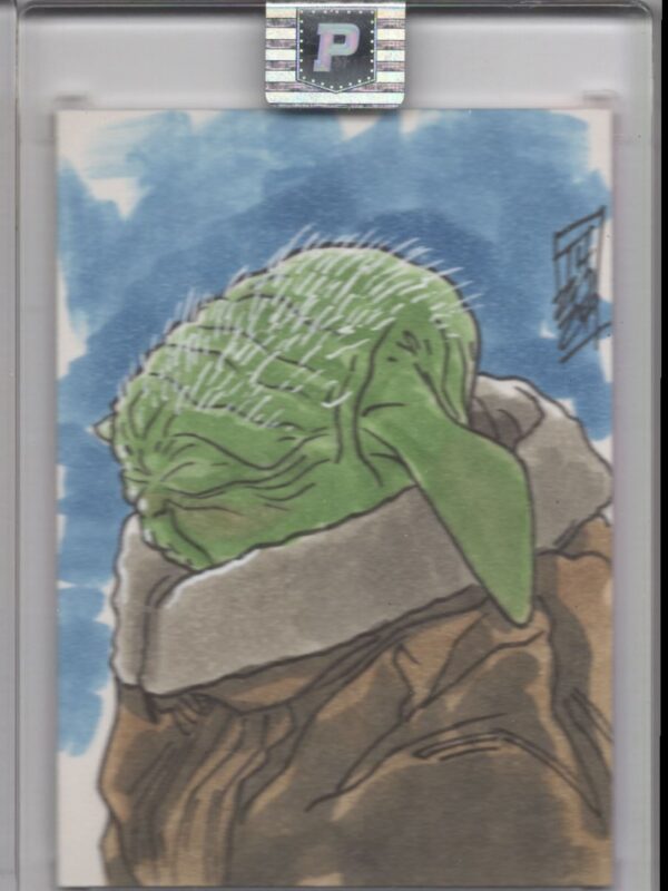 2023 STAR WARS TOM HODGES YODA AUTO PRISTINE STAR WARS HAND SKETCH 1 OF 1