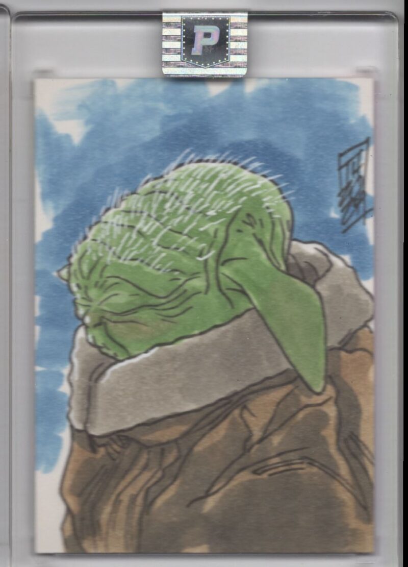 2023 STAR WARS TOM HODGES YODA AUTO PRISTINE STAR WARS HAND SKETCH 1 OF 1