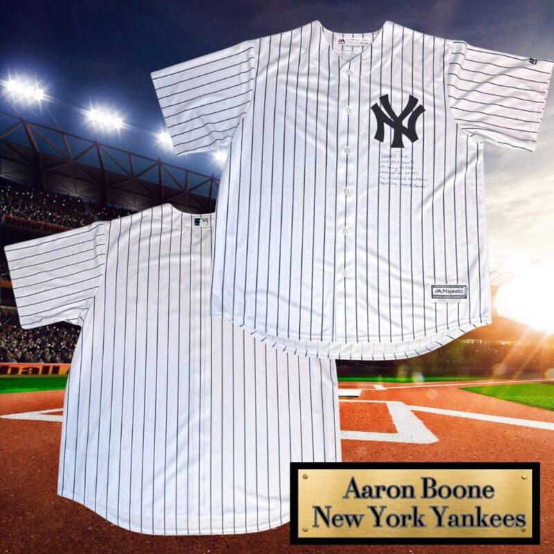 Aaron Boone Autographed & Inscribed New York Yankees Majestic Jersey