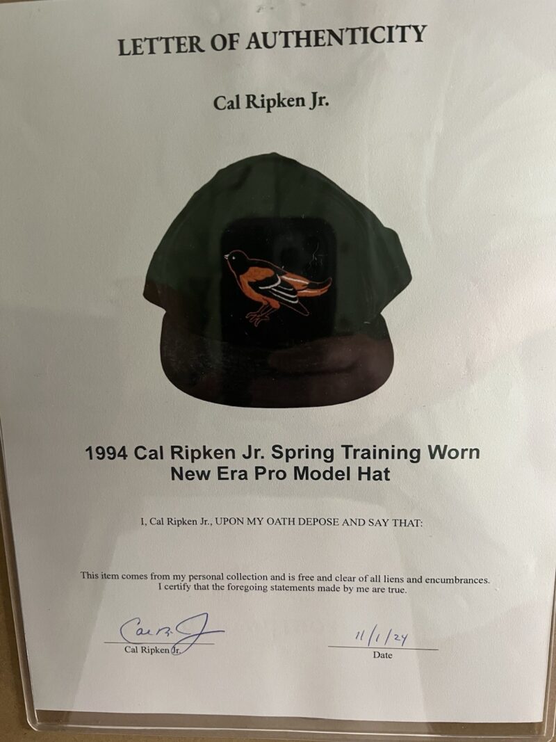 Cal Ripken Game & Pre-Season Worn Cleats, Cap & Batting Gloves and Game Ticket - Image 10