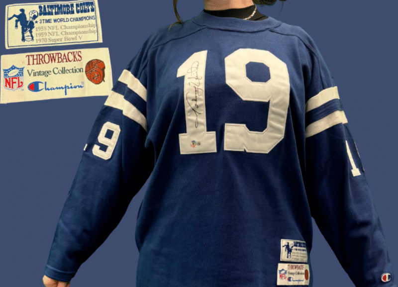 Johnny Unitas Autographed Baltimore Colts Vintage Champion Jersey - Image 4